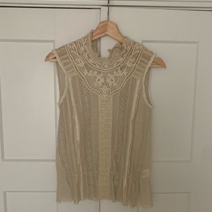 Anthropologie (TINY) Ivory Sleeveless Lace blouse